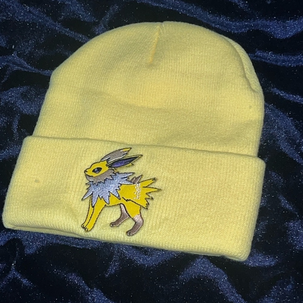 Yellow Beanie with Jolteon Embroidery Patch
